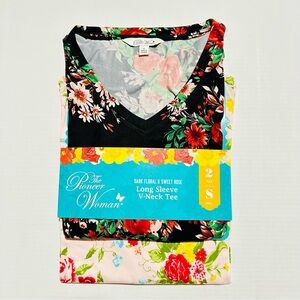 The Pioneer Woman 3/4 Sleeves T-shirts Sweet Rose & Dark Floral NEW